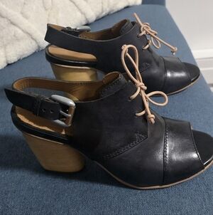 J Shoes Josephine Leather Peep Toe Slingback High Heel Booties  7.5